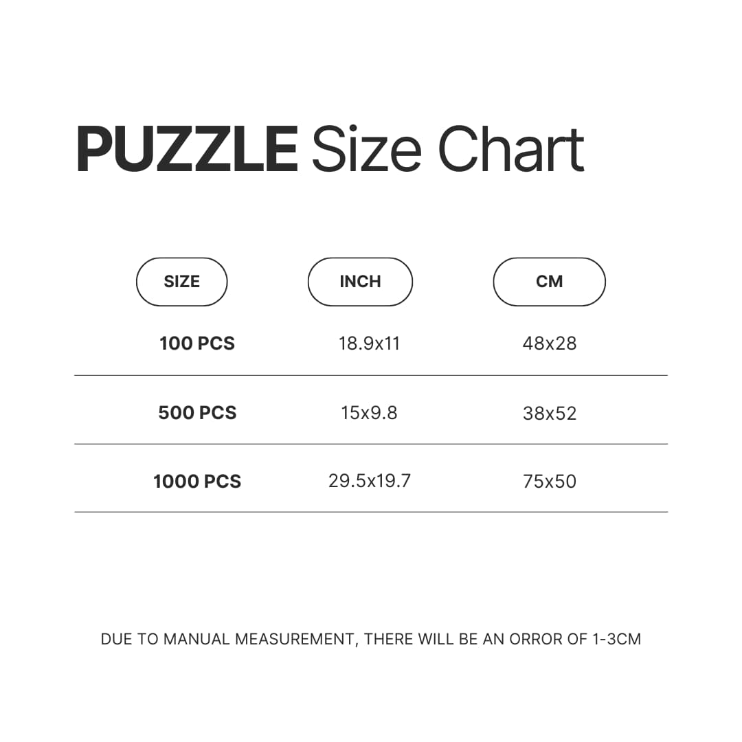 Puzzle Size Chart - A Day To Remember Merch
